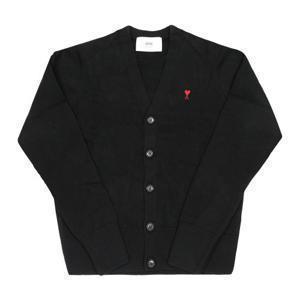 AMI HKC361 001 009 아미 드 꾀흐 스몰 하트 로고 브이넥 남성 가디건
