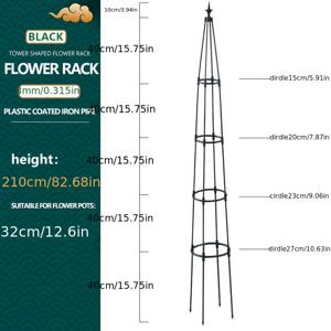 TEMU 1개, 플로럴 클라이밍 프레임, 식물 꽃 스탠드, 정원 트렐리스, 타워형 꽃 랙, 8Cm/3.15In 뾰족한 타워 모양, 튼튼하고 내구성 좋음, 플라스틱 코팅된 철 파이프, 정교하게 제작, 뛰어난 장인 정신과 예술