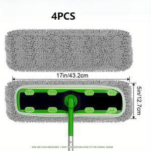 TEMU 대형 1/2/4개 세트 재사용 가능한 세탁 가능한 마이크로파이버 걸레패드, 경질 바닥/경질 표면 청소용
