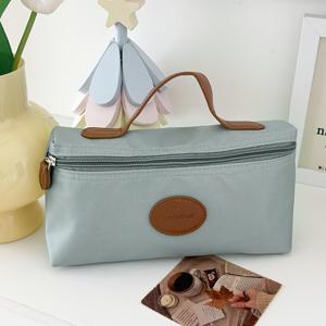TEMU 가죽 라벨 나일론 세면도구 가방 패브릭 소프트 가방 니치 하이엔드 홈 여행 휴대용 대용량 세면도구 보관 가방
