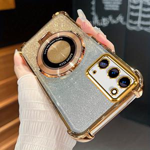 TEMU 휴대폰 케이스 - 갤럭시 노트 20용 스타일리시 폰 케이스, 고급스러운 링 폴딩 브래킷, 반짝이는 그라데이션 디자인, 충격 방지 TPU 보호 기능 포함