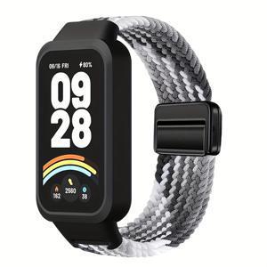 TEMU 케이스 + 샤오미 미밴드 9 액티브/레드미 워치 3 밴드 여성/남성용 통기성 브레이디드 나일론 스트랩, 레드미 워치 3/미밴드 9 액티브 스마트워치 액세서리용 탄성 마그네틱 패브릭 나일론 팔찌 손목밴드