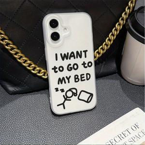 TEMU 휴대폰 케이스: 투명 아이폰 케이스 - 검은색 글씨와 잠자는 스틱 피규어 디자인, 유머러스한 스타일로 편안한 분위기, 아이폰 11, 12, 13, 14, 15, 16, Plus, Pro, Pro Max, 16e 등 호환 - 완벽한 휴가 선물