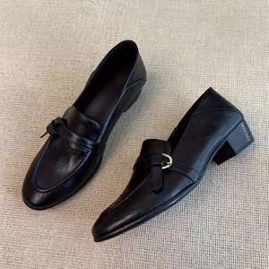 TEMU 여성용 패션 영국 스타일 청키힐 로퍼, 우아하고 편안한 통근용 싱글슈즈, 발에 부담 없는 활용도 높은 신발, 독특한 여성 구두, 여성화