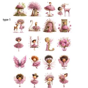 TEMU 숲 속 버섯이 있는 핑크 요정 꽃 스티커 한 세트, 스크랩북, 저널, 사진 앨범, 문구류 및 학교 공예 재료를 꾸미기 위한 2D 평면 창의적인 수제 스티커