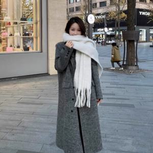 TEMU 1개 두꺼운 고급 스카프 가을 겨울용, 2025년 신상 모델, 화이트 단색 겨울 목걸이, 크리스마스 선물로 이상적