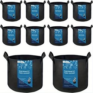 TEMU Sunstream 10개입 튼튼한 두꺼운 부직포 재배 가방, 토마토, 감자, 채소, 딸기 재배용 손잡이 포함