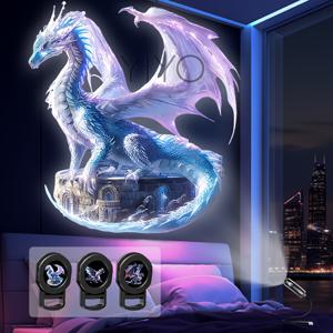 TEMU 리얼한 날아다니는 용 USB 프로젝터 | LED 앰비언트 장식 조명 (벽, 바닥, 천장, 문구) | 휴대용, PVC 소재, 이상적인 선물