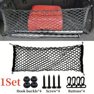 TEMU 1/2세트 자동차 트렁크 수납 그물, 픽업트럭 스트레치형 트렁크 카고 정리 네트, 후크 포함 나일론 플라스틱 트럭 베드 그물, SUV 및 트럭용