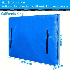 TEMU 헤비듀티 매트리스 보관백 - 8개 손잡이와 헤비듀티 지퍼, 고품질 재사용 가능한 이동 및 보관 솔루션 (퀸, 킹, 캘리포니아 킹, 트윈, 풀 사이즈 침대용) - 내구성 폴리에틸렌 소재, 휴대용 침구 보호 디자인, 쉽게 운반 가능 | 보호용 폴리에틸렌