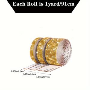 TEMU 3개 세트 자체 접착 라인스톤 리본 롤 - 각 3야드, 반짝이는 스티커 테이프, DIY 공예, 자동차 & 의류 장식, 웨딩 파티 용품, 화병 장식, 홈 액센트, 할로윈, 크리스마스