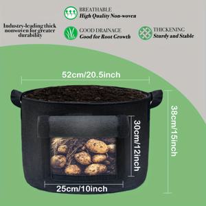 TEMU SPONDWILD 감자 재배 가방용 20갤런 패브릭 1/2/6팩 | 부직포, 다중 구성, 바닥 설치, 실내외 사용, 감자 재배용 러스틱 스타일