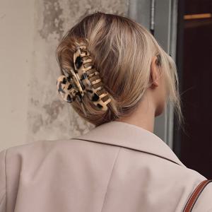 TEMU 업스타일을 위한 대형 프린트 아세테이트 헤어 클로, 상어 클립 디자인