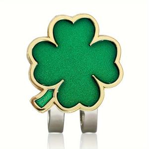 TEMU 골프 볼 마커 모자 클립 세트, 클로버 디자인, 내구성 있는 철 및 아연 합금 구조, 녹색 퍼팅 지점 식별 액세서리