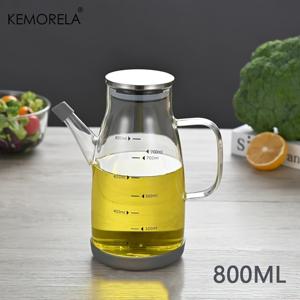 TEMU KEMORELA 1개 600/800/1000ml 유리 오일 용기, 대용량 조미료 병용, 마킹된 스테인리스 스틸 뚜껑, 누수 방지 및 미끄럼 방지 바베큐 오일 디스펜서