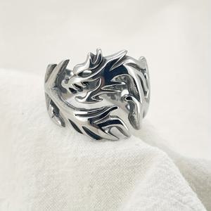 TEMU 개성 있는 유럽식 N 패션 위압적인 검지 드래곤 스테인리스 스틸 남성용 반지