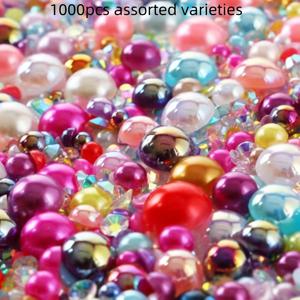 TEMU 약 1000개 3-10mm 컬러 플랫 플라스틱 원형 비어있는 구슬, 주얼리 및 네일 아트 장식 재료