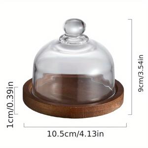 TEMU 1개 미니 디저트 플레이트 무스 트레이 케이크 디쉬 나무 유리 덮개 스낵 디스플레이 디저트 플레이트