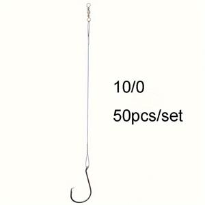 TEMU 50개/세트 사이즈 1/0/0 서클훅 바닷물 메기용 후크 리그 낚시용 리더줄 및 메기용 후크 포함
