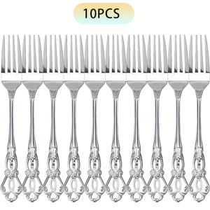 TEMU 10팩 우아한 왕실 스테인레스 스틸 식기 8.11인치, 미러 폴리시드, 다색 옵션, 파스타, 고기, 샐러드, 빵, 가정, 레스토랑, 파티, 휴일 행사용, 식기세척기용