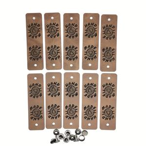 TEMU 10개 세트 인조 가죽 태그 + 핀 10세트, 수제 공예 태그, 비니 태그, 코바늘 및 뜨개질 프로젝트용, 공예 라벨