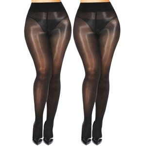 TEMU 트렌디한 반짝이는 레깅스 2켤레, 하이웨이스트 탄성 통기성 타이츠, 여성용 양말 및 롱 스타킹