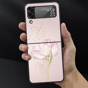 TEMU 색상이 다양한 유동성 꽃 아트 블랙 하드 케이스 삼성 갤럭시 Z 플립 3 4 5G 모바일 쉘 백 전화 보호 커버에 대한 전화 보호 커버입니다.