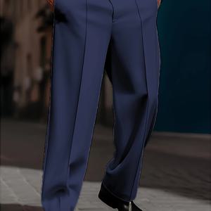 TEMU 할로윈, 추수감사절, 크리스마스, 새해, 파티, 남성용 블루 단색 프린트 캐주얼 패션 바지, 야외 루즈핏 팬츠