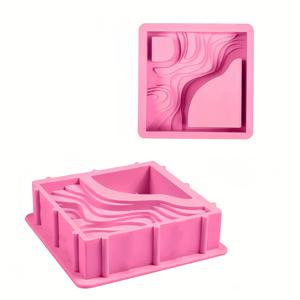 TEMU 핑크 사각 화분 실리콘 몰드, 석고 실리콘 몰드용으로 디자인되었으며, 테라스 디자인 특징, 화분 및 다육이 용기에 적합, 석고, 콘크리트, 에폭시 레진, 시멘트 및 폴리머 클레이 공예에 적용 가능