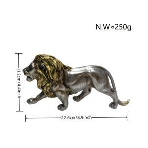TEMU 수집용 피규어, 걷는 사자 조각상, 은색 레진 사자 동물 조각, 남성을 위한 선물 및 수집품, 거실 및 사무실용 장식 조각상