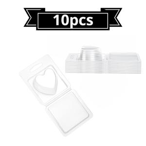 TEMU 하트 모양 발렌타인데이 왁스 멜팅 커버 몰드 10개, 코어리스 파이 양초용 투명 빈 플라스틱 큐브 트레이 (하트 모양)