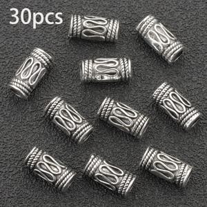 TEMU 30개입 꼬임 스페이서 비즈, 합금 S자형 라인 튜브 비즈, 긴 대나무 세그먼트 스페이서 비즈, 막대형 패턴 비즈, 큰 구멍 튜브 비즈, 3방향 포지셔닝 비즈, 루즈 비즈