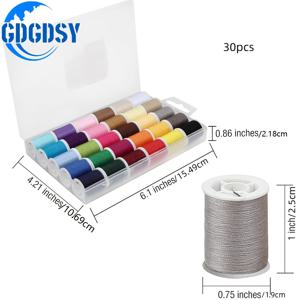 TEMU 다양한 색상의 폴리에스터 재봉실 30개 세트 (미니 스풀당 50야드) - 가정용 재봉 및 뜨개질에 적합, 훌륭한 휴일 선물, 보관 상자 포함