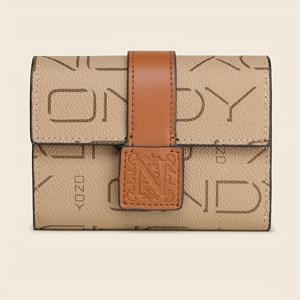 TEMU ONYDY 레트로 여성용 지갑 카드 홀더 - 자석 잠금장치가 있는 2-in-1 컴팩트 멀티펑셔널 PVC 지갑, 신용카드 슬롯 & 동전 주머니 포함, 커피 & 캐러멜색, 합성 가죽 안감, 운전면허증, ID, 현금, 카드 홀더 지갑, 글자 프린트, 오일 처리 마감