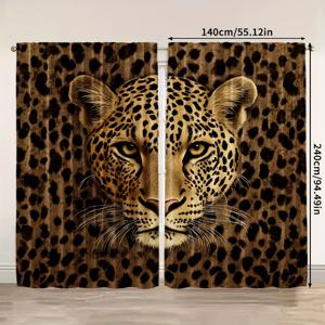 TEMU 2D 플랫 - 2D 플랫 - 2개 세트, 폴리에스터 소재의 디자인 2D 플랫 프린트 창문 커튼 (봉 포함 안됨, 움직임 없음, 배터리 없음), 가정 및 사무실 장식용