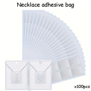TEMU 목걸이용 접착 백 100개, 4.2 X 3.7cm 목걸이 디스플레이 카드, 풀린 주얼리 체인용 투명 보관 파우치, 주얼리 카드 포장에 적합 (4.2cm / 1.65인치)