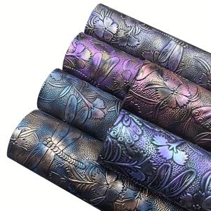 TEMU 6개 세트 엠보싱 잠자리 인조 가죽, 8X12.99인치 그라데이션 메탈릭 시트 특징, 공예, 귀걸이, 가방 및 장식에 적합, 잠자리 장식