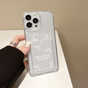 TEMU 새로운 완전한 보호 휴대폰 케이스가 포함된 흰색 고양이 디자인, Iphone 모델 11부터 16까지, Pro Max 및 XR 포함. 은행 및 신분증 카드를 저장하기 위한 뒷 슬롯이 있습니다.