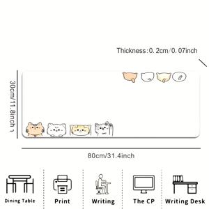 TEMU 귀여운 흰색 단색 고양이의 고화질 이미지, 대형 마우스 패드, 품질 마우스 패드, 키보드 매트, 미끄럼 방지 내구성 있는 고무 재질, 정밀한 잠금 엣지 스티칭 프로세스, 고화질 컬러 프린트 패턴, 직사각형 마우스 패드, 이스포츠 게임 데스크톱 매트, 데스크톱 장식, 공부 및 작업에 적합, 선물로도 이상적인 선택, 사무실 마우스 패드.