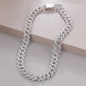 TEMU 1개 패셔너블한 스파클링 쿠바 체인 목걸이, 풀, 청키 힙합 스타일 주얼리 장식, 남녀공용 초커 액세서리