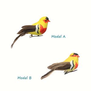 TEMU 투피스 리얼한 새 정원 장식 - 생생한 노란색, 빨간색, 갈색 플라스틱 야외/실내 장식품 (전선 또는 클리퍼 부착), 부활절, 크리스마스 및 연중 장식용, 새 장식, 내구성 좋은 플라스틱