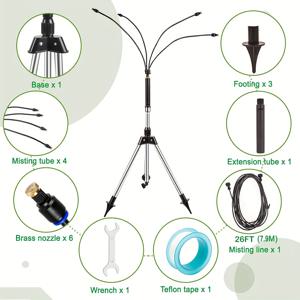 TEMU 1개 업그레이드된 휴대용 야외 패티오 미스터 스탠드 조절 가능한 라이저 튜브(최대 124.9cm 포함), 강화된 금속 커넥터, 내구성 향상, 전기나 배터리 필요 없음, 바비큐, 패티오, 수영장 및 물놀이에 매우 적합