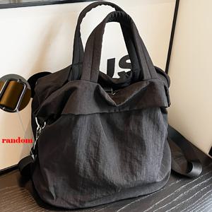 TEMU 퍼펙트 릴리 여성용 경량 나일론 토트백 - 조절 가능한 스트랩 & 잠금장치, 대용량 핸드백, 여행 및 쇼핑에 적합 - 한국 스타일 솔리드 컬러 핸드헬드 크로스바디 백