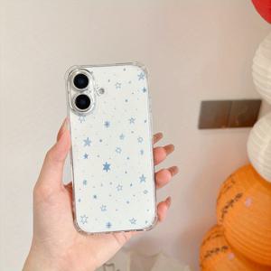 TEMU 휴대폰 케이스 - 아이폰 16PROMAX 16PRO 16PLUS 16 15PROMAX 15PLUS 15PRO 15 14PROMAX 14PLUS 14PRO 14 13PROMAX 13PLUS 13MINI 12PROMAX 12MINI 12PRO 11PRO 11 XSMAX XR용 블루 스타, 초박형 TPU 소프트 젤 소재, 낙하 방지, 부드럽고 섬세함