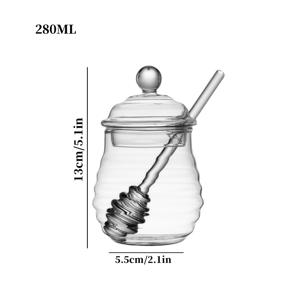 TEMU 1개 가정용 투명 고강도 보로실리케이트 내열 유리 꿀병 (뚜껑 포함), 유리 저어주는 막대, 대용량 유리 꿀 용기, 시럽 및 꿀 보관에 적합