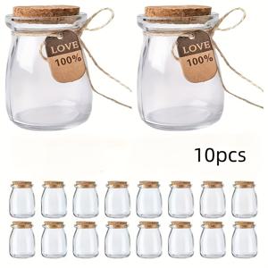 TEMU 10개 세트 3.4oz 미니 유리병 코르크 뚜껑 포함 - 웨딩 파보어, 청소년 파티, 사탕 선물용 - 끈과 