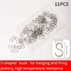 TEMU 12개 고온 세라믹 주화 후크 S/R/P/U 모양, 도자기 굽기용 내열 금속 와이어 옷걸이, 클레이 아트 주화 도구, 세라믹 작업 걸이 및 시너징 추가