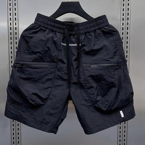 TEMU 유럽 및 미국 스타일 남성용 5부 반바지 신상 루즈핏 패션 다용도 트렌디 브랜드 캐주얼 멜빵 속건성 루즈 레그 팬츠 멀티 포켓 트렌디 남성