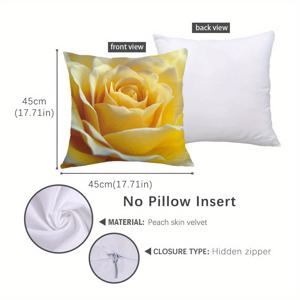 TEMU 1개, 3D 노란 장미 프린트 베개 커버, (17.71*17.71In/45*45Cm) 가정용 편안한 장식용, 거실, 침실 및 소파 쿠션에 적합, 베개 속통 미포함