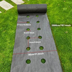 TEMU 천공식 잡초 방지 마，其尺寸为2.62ft X 65.62ft, 미리 천공된 부직포 잡초 방지 시트, 과열 방지를 위한 투수성 및 통기성, 야채 및 딸기 재배 시 잡초 방지를 위해 마당, 정원, 농장에 적합